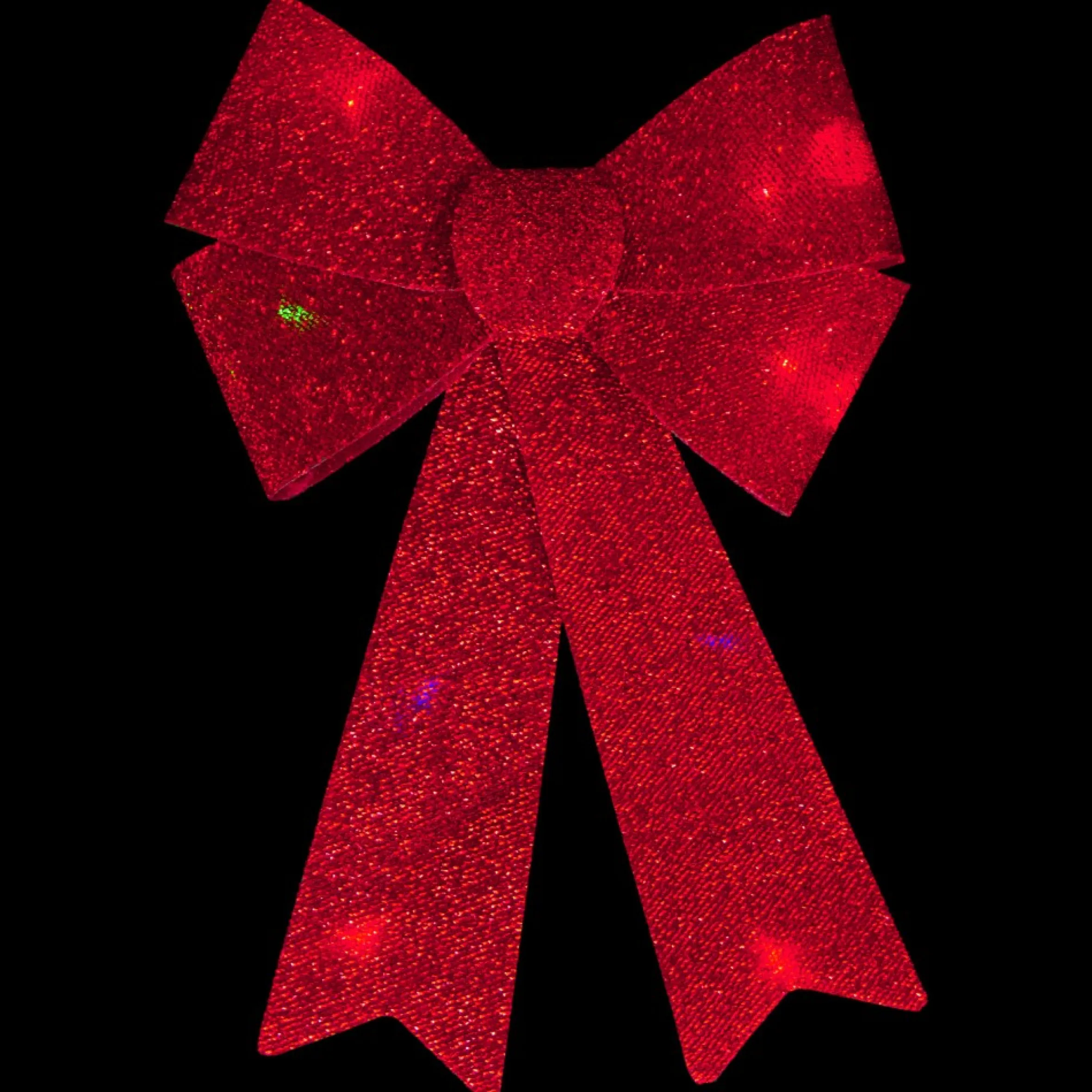 17" Led Lighted Red Tinsel Bow Christmas Decoration With Color Changing Lights