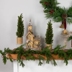 17" Led Lighted Rustic Church Wooden Christmas Table Decoration