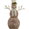 48" Led Lighted Rustic Rattan Snowman Outdoor Christmas Decoration