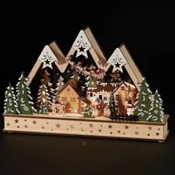 17.75" Led Lighted Santa Flying Over Sled Christmas Village Decoration