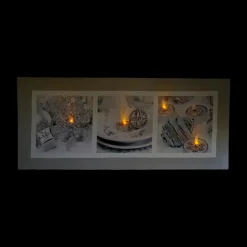 Led Lighted Shimmering Silver Splendor Christmas Canvas Wall Art 11.75" X 27.5"