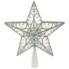 9" Led Lighted Silver Glitter Star Christmas Tree Topper, Warm White Lights