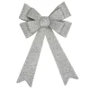 24" Led Lighted Silver Tinsel Bow Christmas Decoration