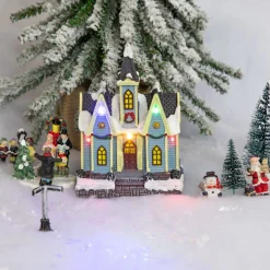 6" Led Lighted Snowy Church Christmas Village Display Piece