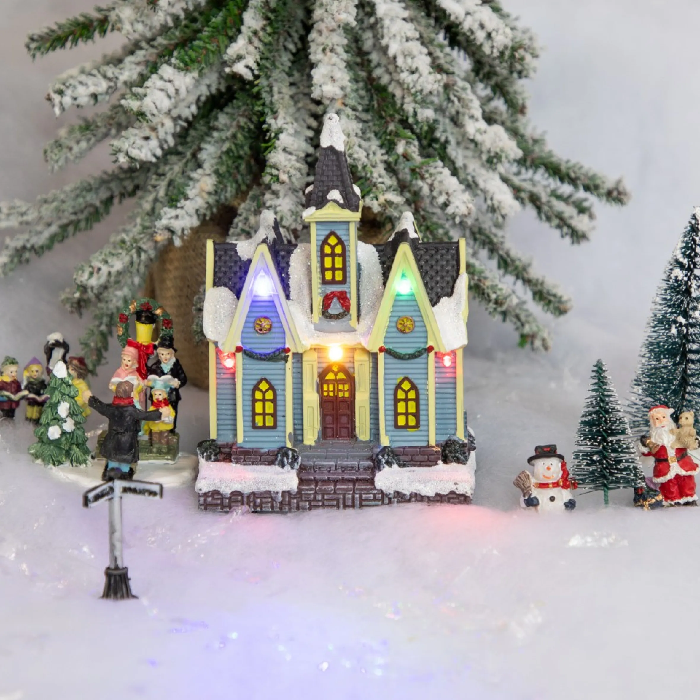 6" Led Lighted Snowy Church Christmas Village Display Piece
