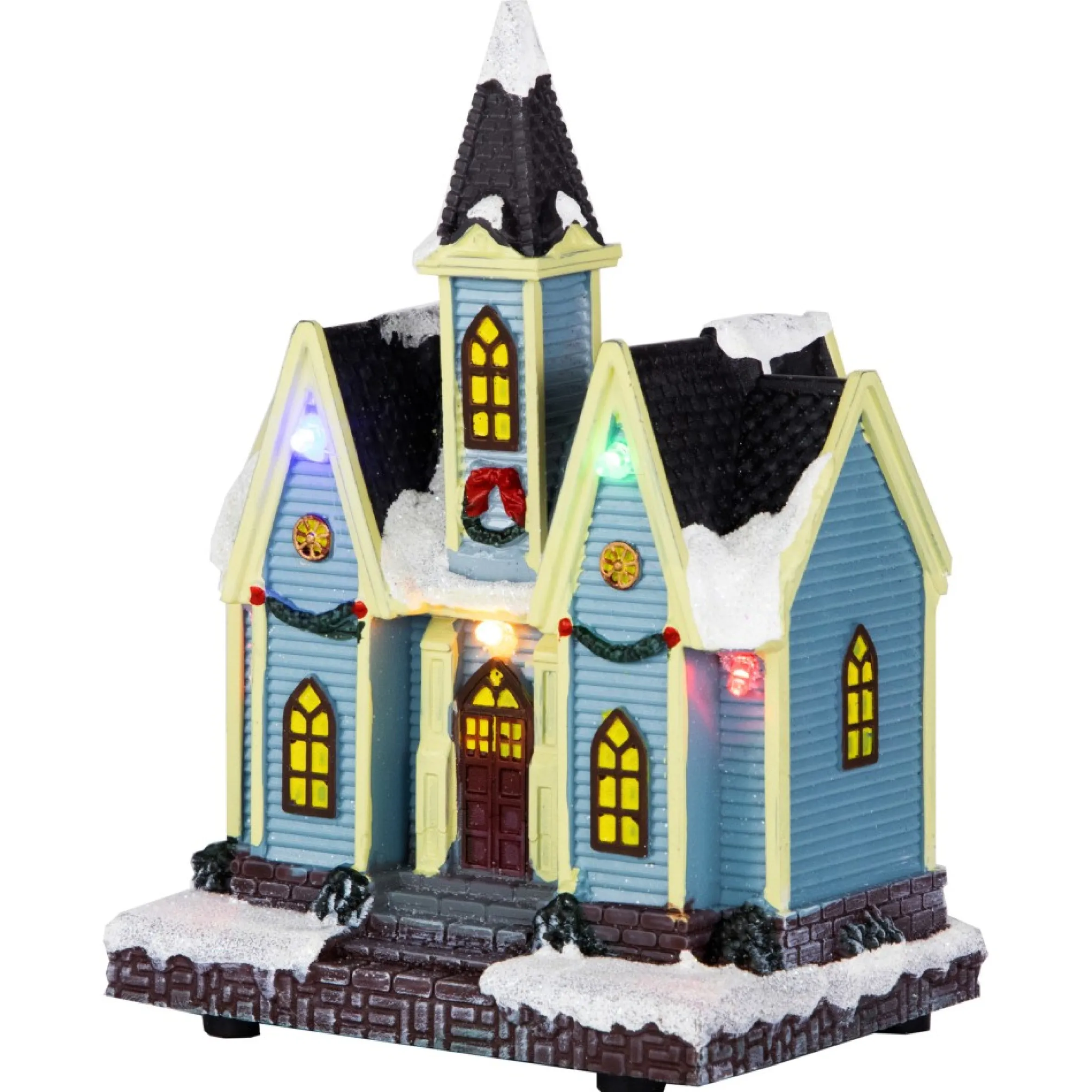 6" Led Lighted Snowy Church Christmas Village Display Piece