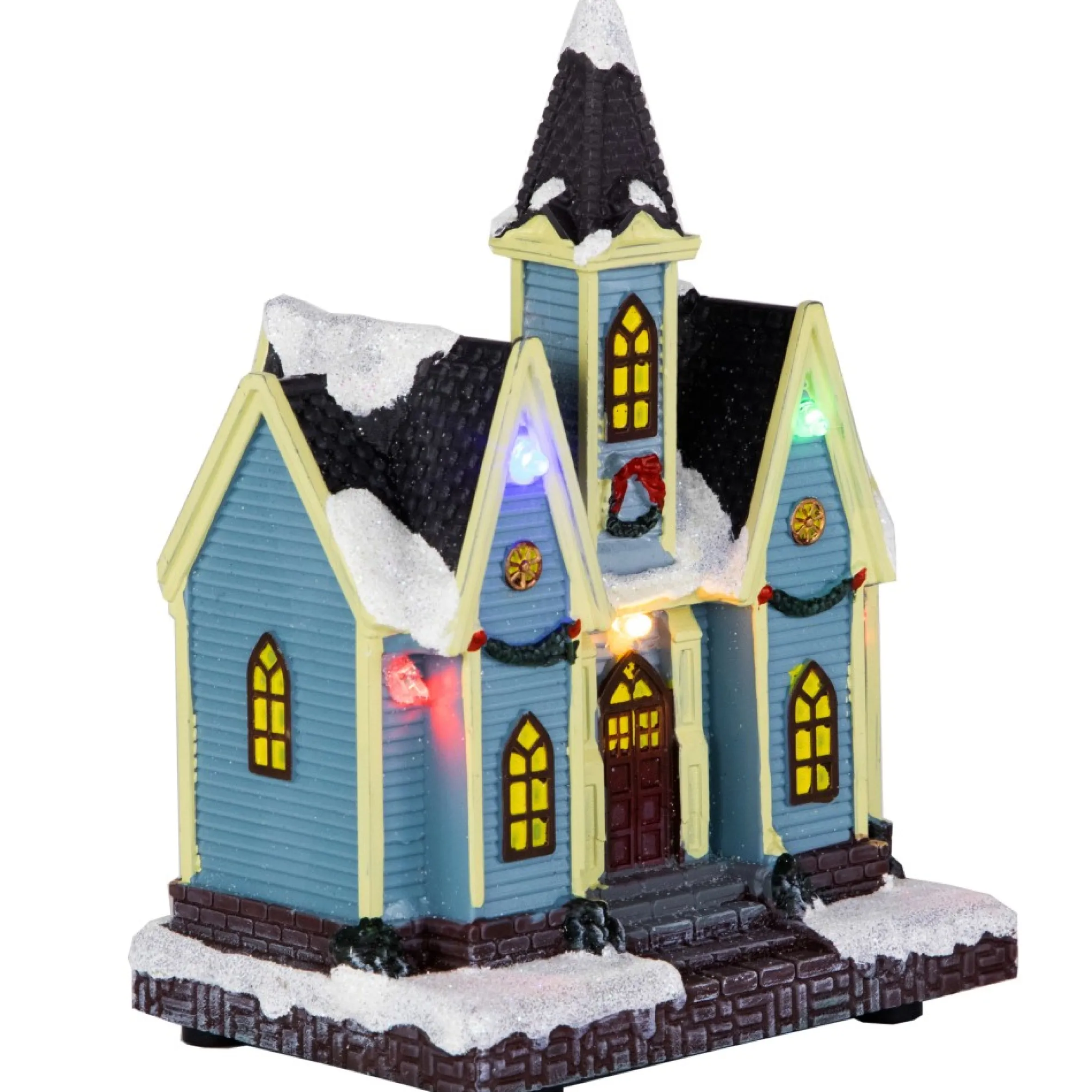 6" Led Lighted Snowy Church Christmas Village Display Piece