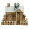 12" Led Lighted Snowy Rustic Cabin Christmas Decoration