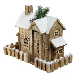 12" Led Lighted Snowy Rustic Cabin Christmas Decoration
