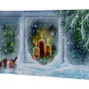 Led Lighted Snowy Window Pane And Candles Christmas Canvas Wall Art 23.5" X 15.5"