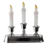 9" Led Lighted 3-Tier Silver Glitter Candelabra Christmas Decor