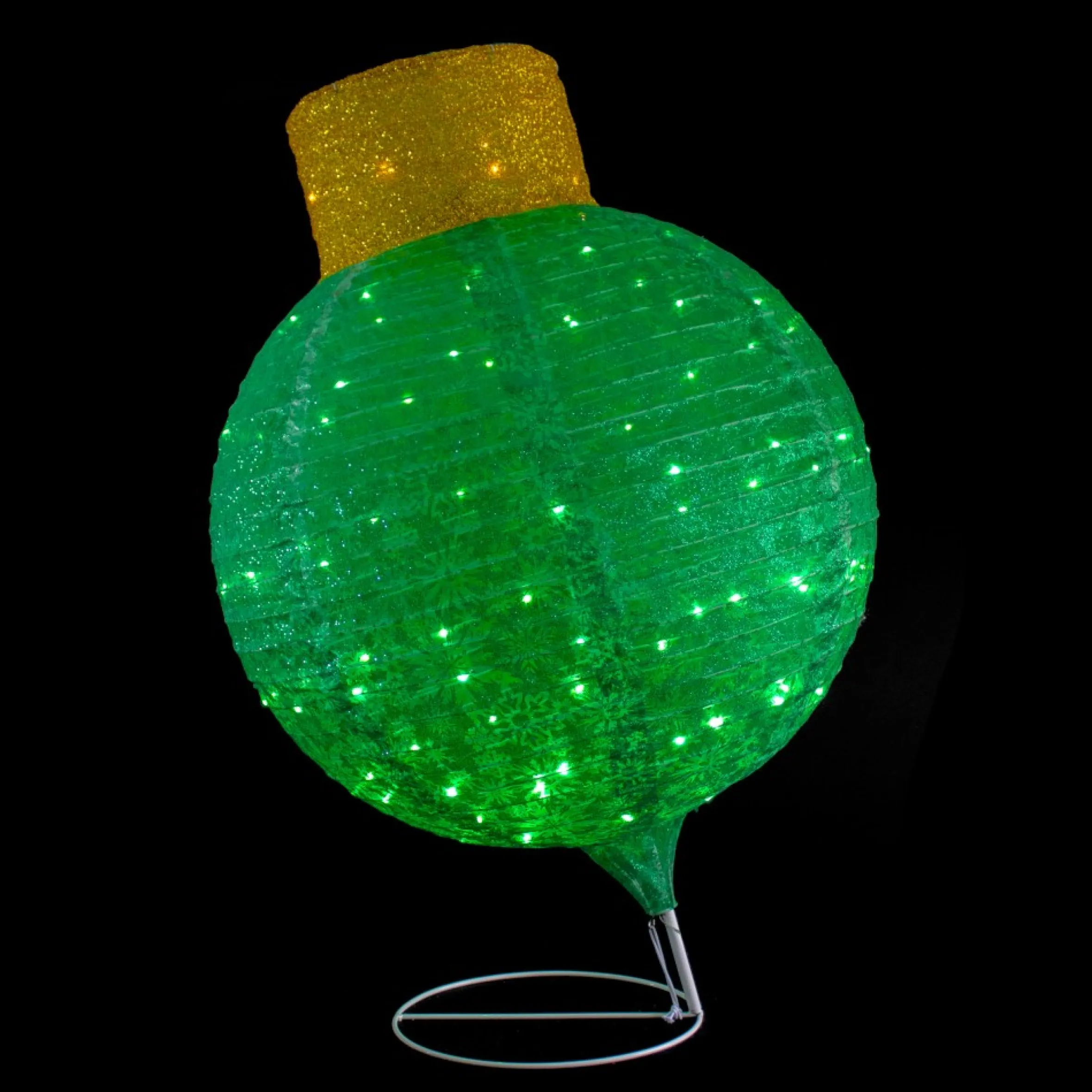 38" Led Lighted Twinkling Green Tinsel Onion Ornament Outdoor Christmas Decoration