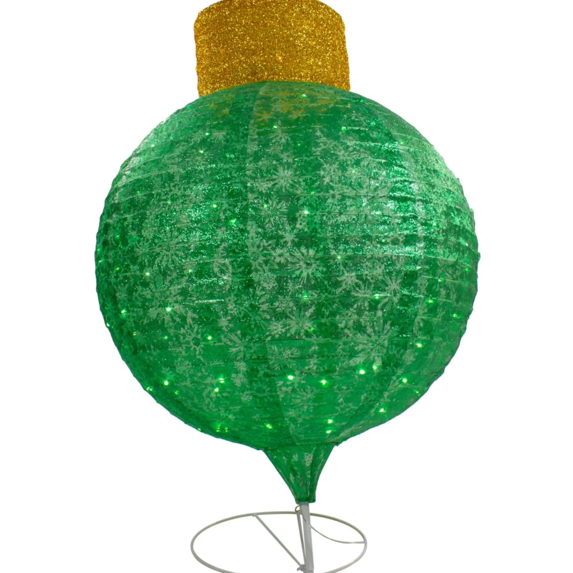38" Led Lighted Twinkling Green Tinsel Onion Ornament Outdoor Christmas Decoration