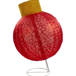 38" Led Lighted Twinkling Red Tinsel Ornament Outdoor Christmas Decoration