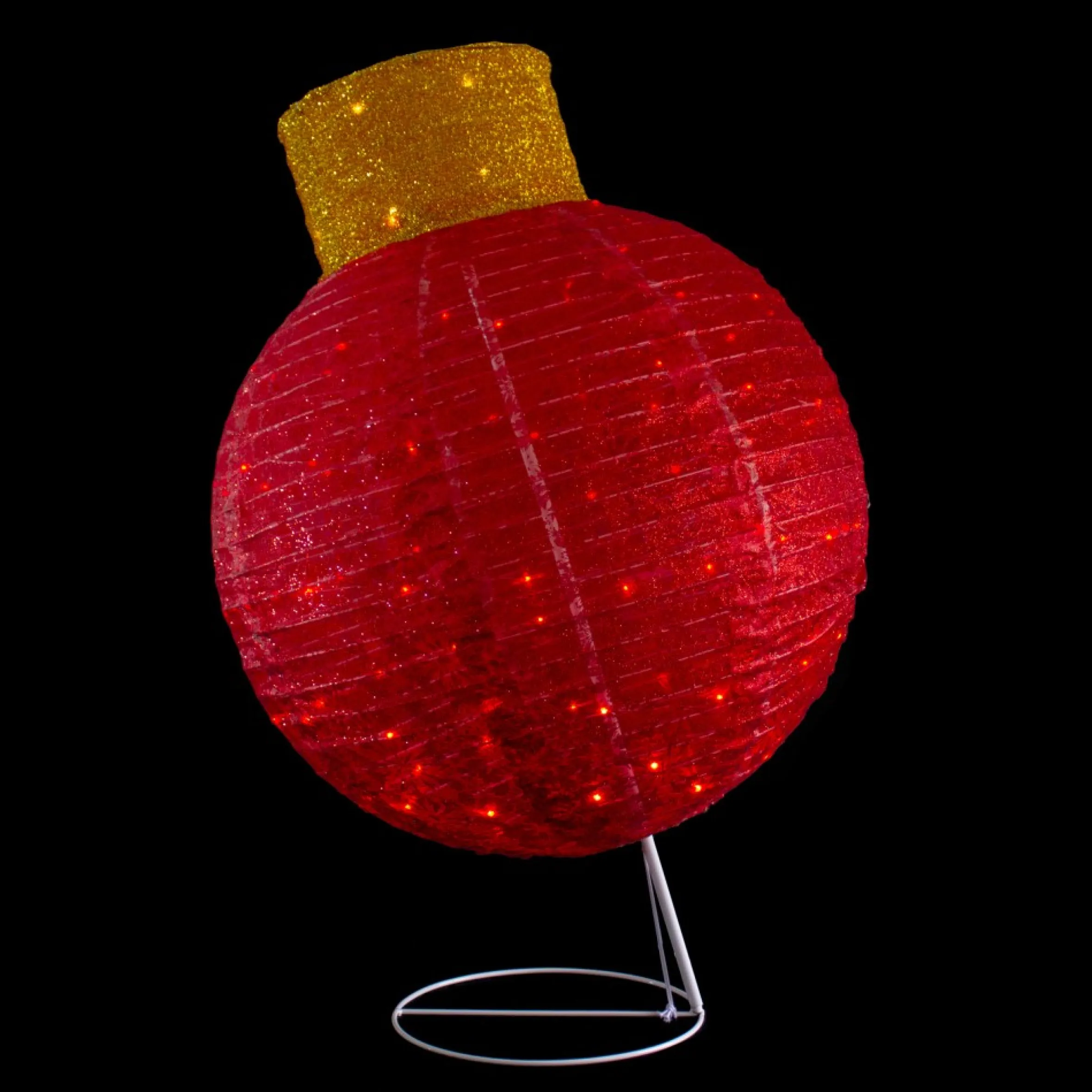 38" Led Lighted Twinkling Red Tinsel Ornament Outdoor Christmas Decoration
