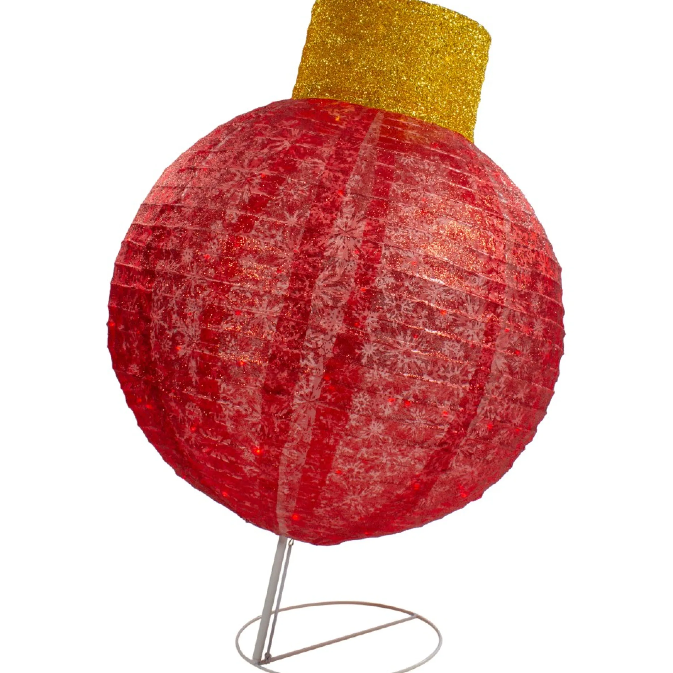 38" Led Lighted Twinkling Red Tinsel Ornament Outdoor Christmas Decoration