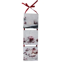15.5" Led Lighted Winter Frost Berry And Candle Christmas Wall Art Decoration