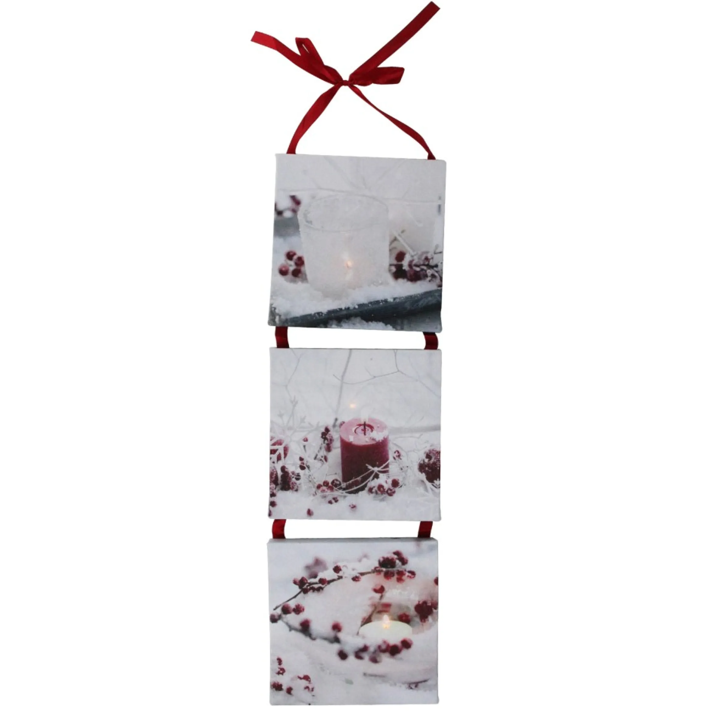15.5" Led Lighted Winter Frost Berry And Candle Christmas Wall Art Decoration