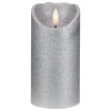 6" Led Silver Glitter Flameless Christmas Decor Candle