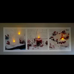 Led Winter Frost And Berry Burst Christmas Canvas Wall Art 11.75" X 27.5"