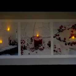 Led Winter Frost And Berry Burst Christmas Canvas Wall Art 11.75