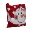 14" Let It Snow Hand Hooked Snowman Christmas Throw Pillow