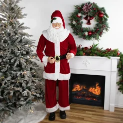 72" Life-Size Plush Santa Claus Standing Or Sitting Christmas Figure