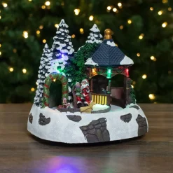 10" Lighted And Animated Christmas Scene With Santa Claus