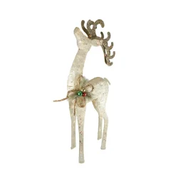 46.5" Lighted Brown And Ivory Reindeer Outdoor Christmas Decoration