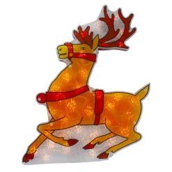 18" Lighted Brown Reindeer Christmas Window Silhouette Decoration