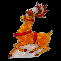 18" Lighted Brown Reindeer Christmas Window Silhouette Decoration