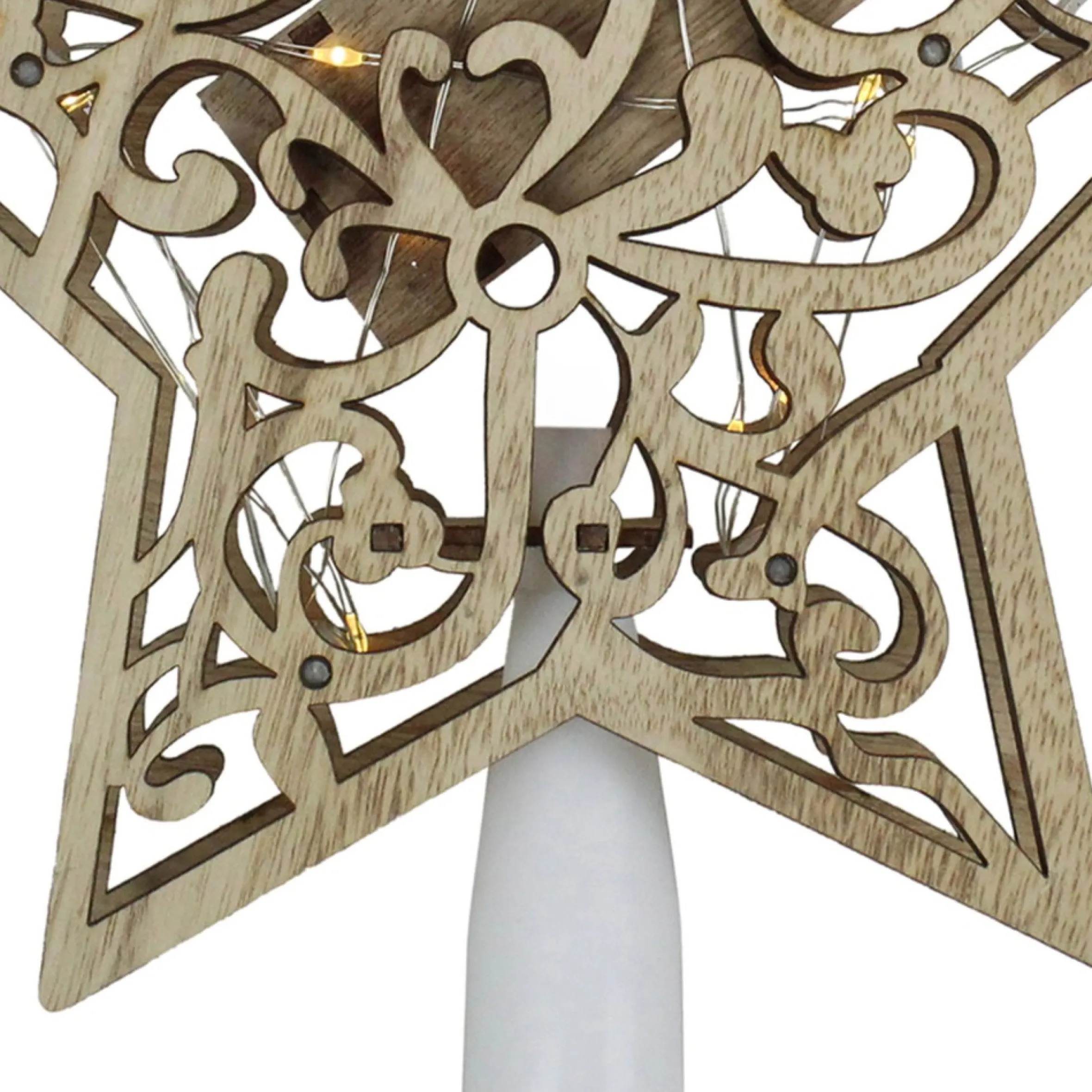 10" Lighted Brown Star With Cut-Out Design Christmas Tree Topper - Clear Lights