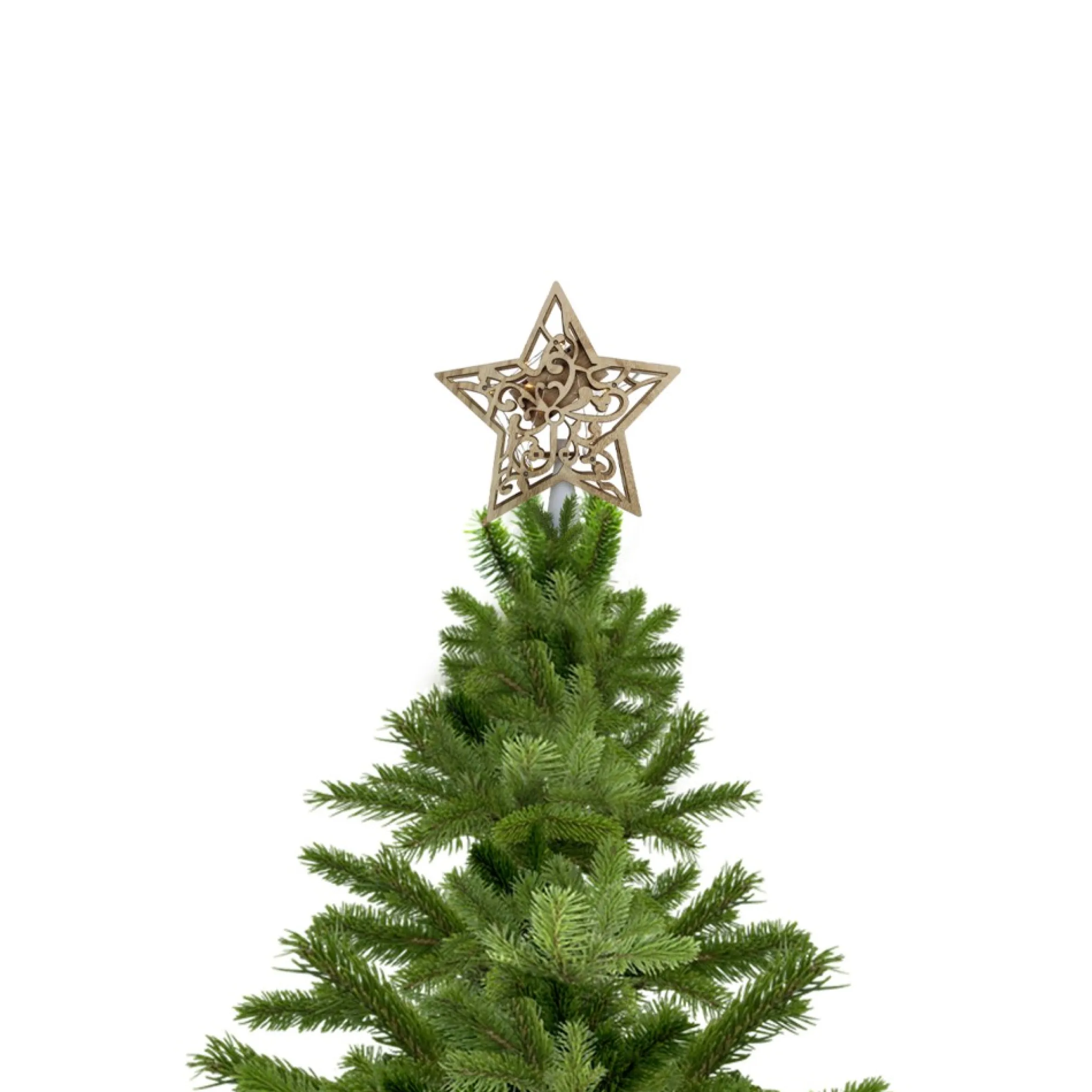 10" Lighted Brown Star With Cut-Out Design Christmas Tree Topper - Clear Lights