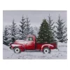 8" Lighted Christmas Tree In A Red Truck Tabletop Canvas Art