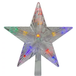 9.5" Lighted Clear Constant Wide Angle 5 Point Star Christmas Tree Topper - Multicolor Led Lights