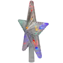 9.5" Lighted Clear Constant Wide Angle 5 Point Star Christmas Tree Topper - Multicolor Led Lights