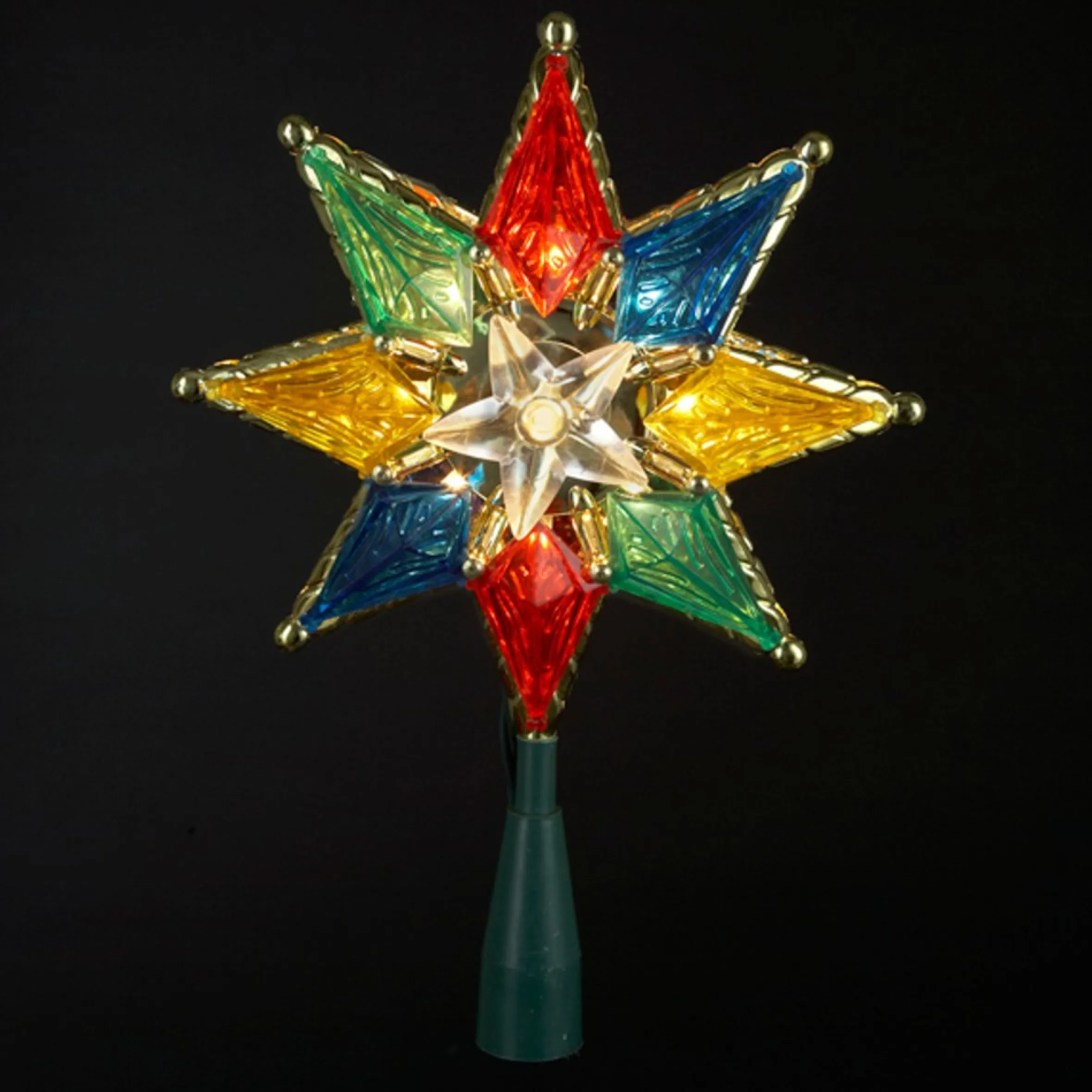 8" Lighted Clear 8-Point Star Christmas Tree Topper - Multi Lights