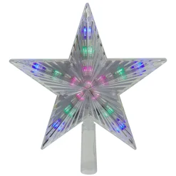 9.5" Lighted Clear 5 Point Star Christmas Tree Topper - Multicolor Led Lights