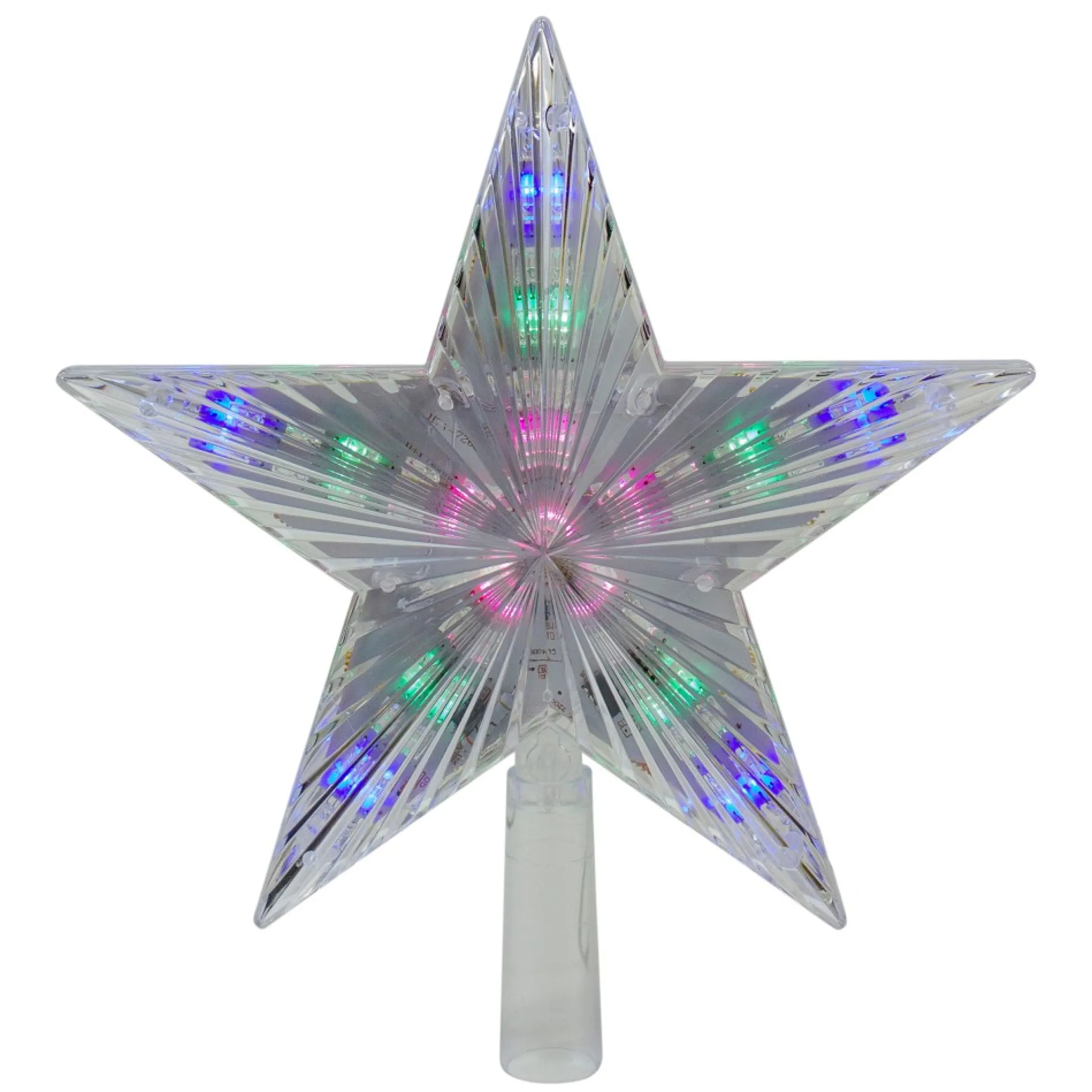9.5" Lighted Clear 5 Point Star Christmas Tree Topper - Multicolor Led Lights