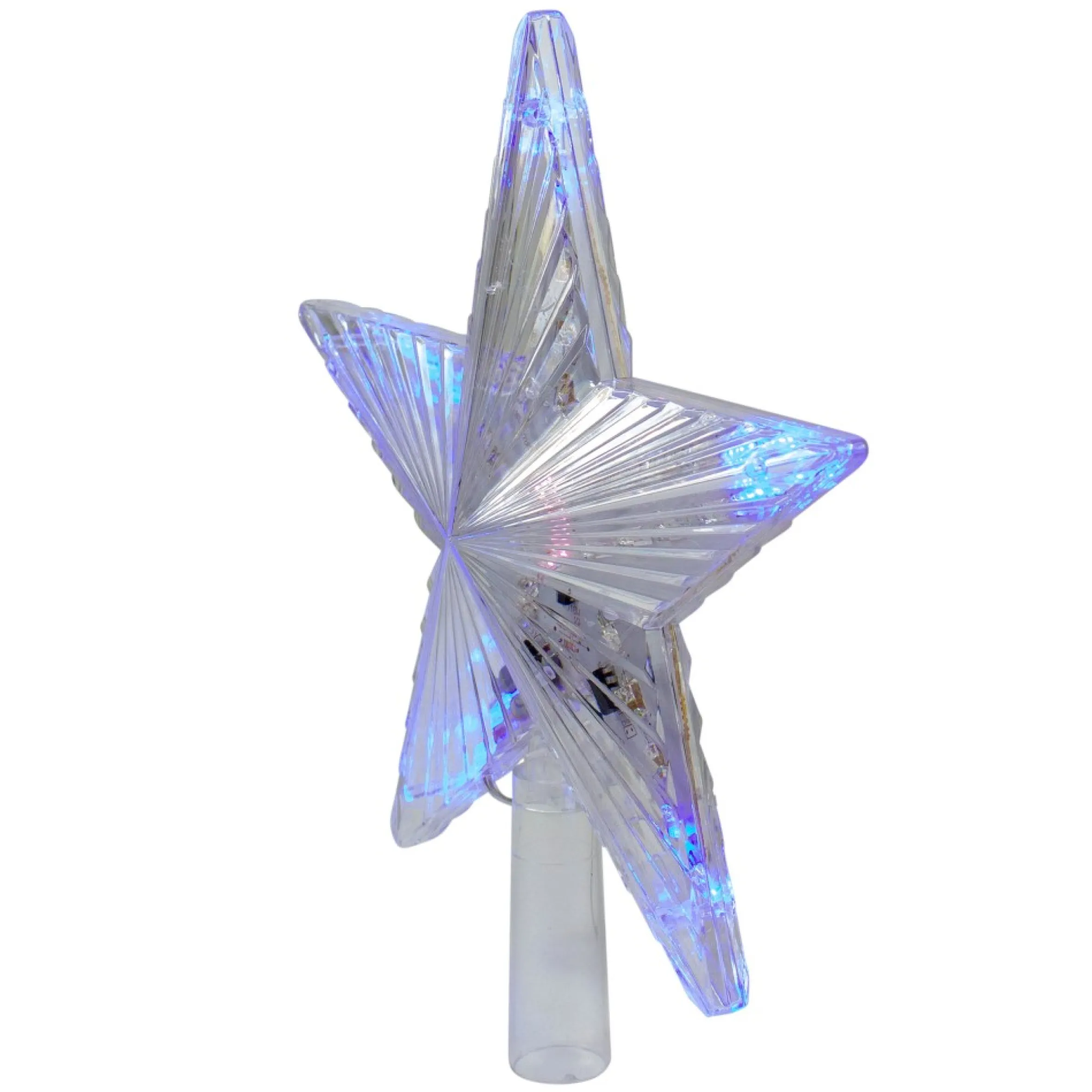 9.5" Lighted Clear 5 Point Star Christmas Tree Topper - Multicolor Led Lights