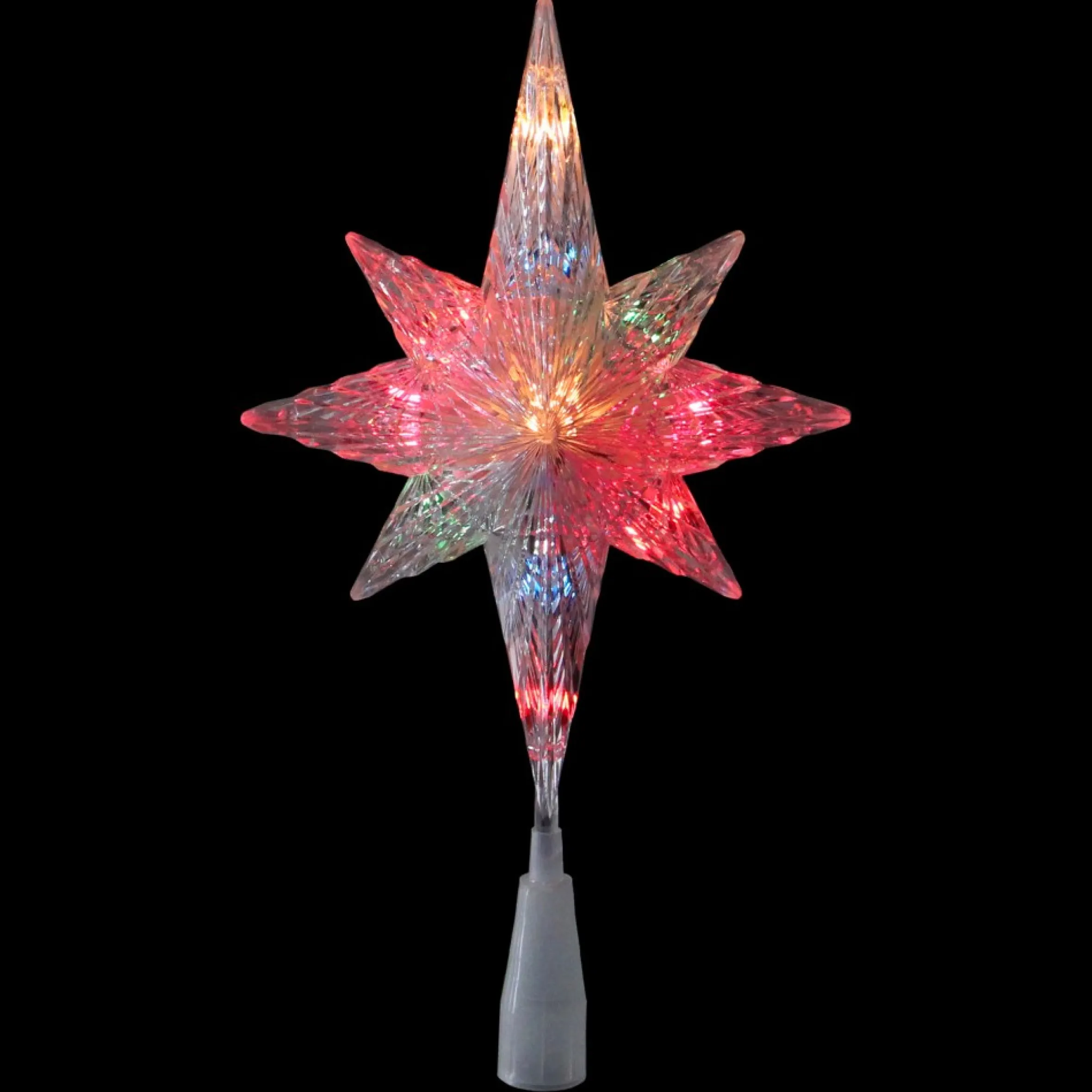 11" Lighted Clear 8 Point Star Of Bethlehem Christmas Tree Topper - Multicolor Lights