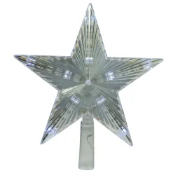 9.5" Lighted Clear Twinkling 5-Point Star Christmas Tree Topper - Clear White Led Lights