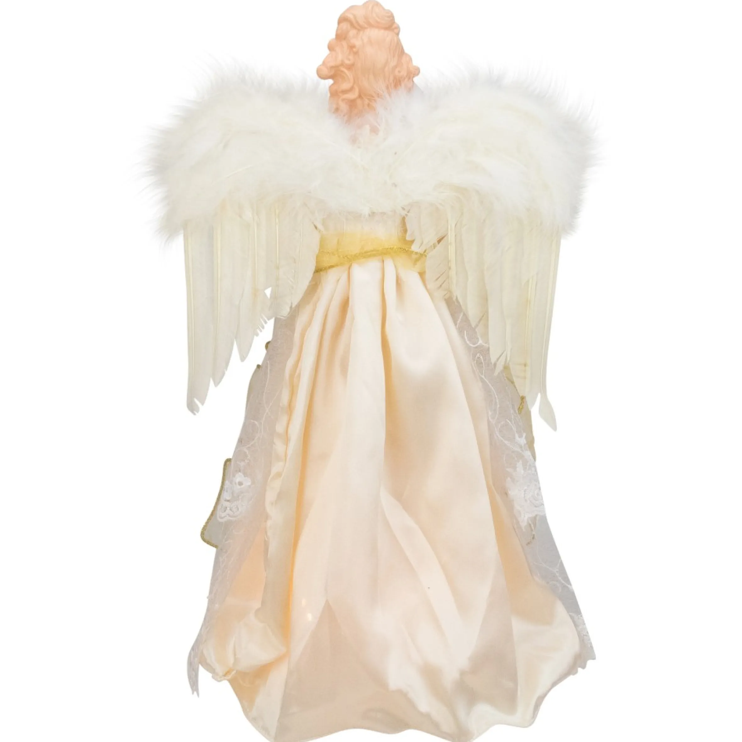 16.5" Lighted Cream And Gold Angel Christmas Tree Topper - Clear Lights