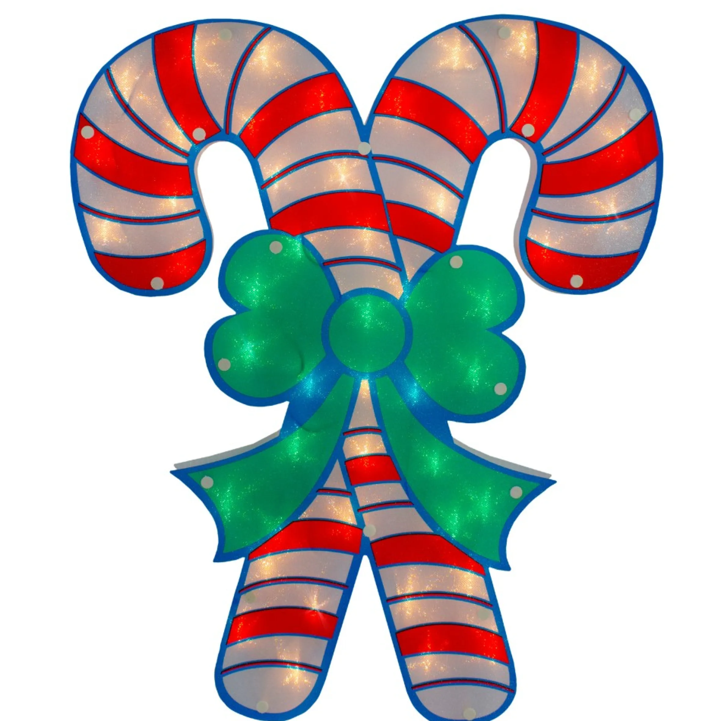 18.5" Lighted Double Candy Cane Christmas Window Silhouette