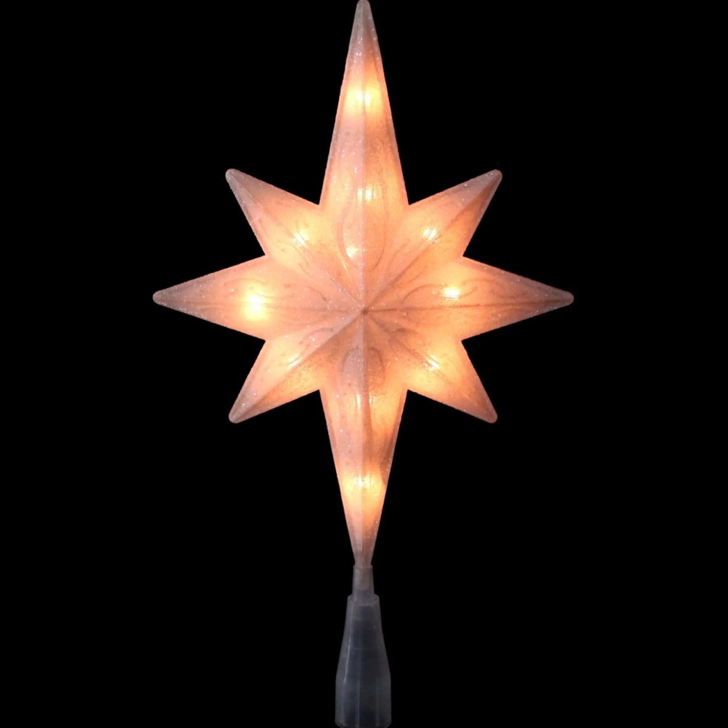 11" Lighted Frosted Clear And Rose Gold Bethlehem Star Christmas Tree Topper - Clear Lights