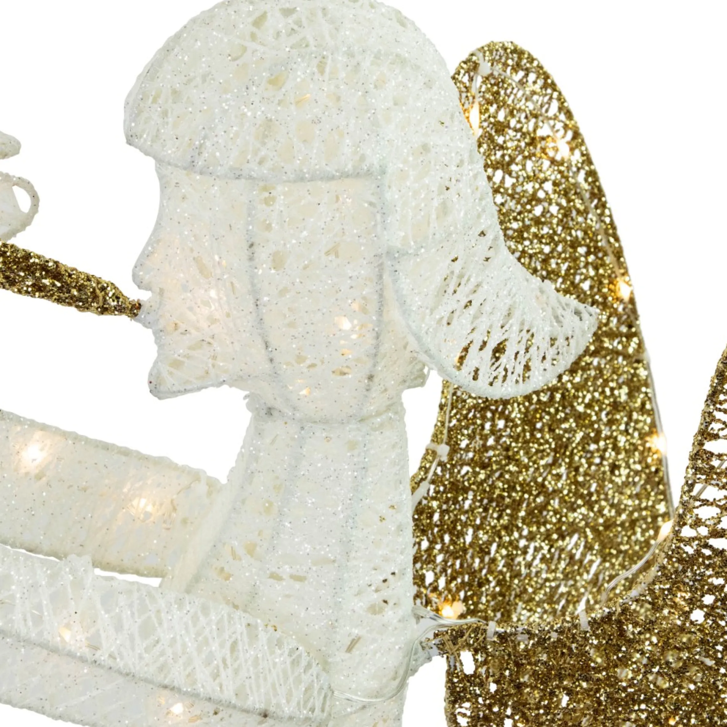 48" Lighted Glittered Silver And Gold Trumpeting Angel Christmas Outdoor Decoration