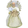 12" Lighted Gold And Ivory Angel Tree Topper - Multicolor Fiber Optic Lights