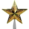 8.5" Lighted Gold And White Star Cut-Out Design Christmas Tree Topper - Clear Lights