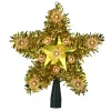7" Lighted Gold Star Christmas Tree Topper - Clear Lights