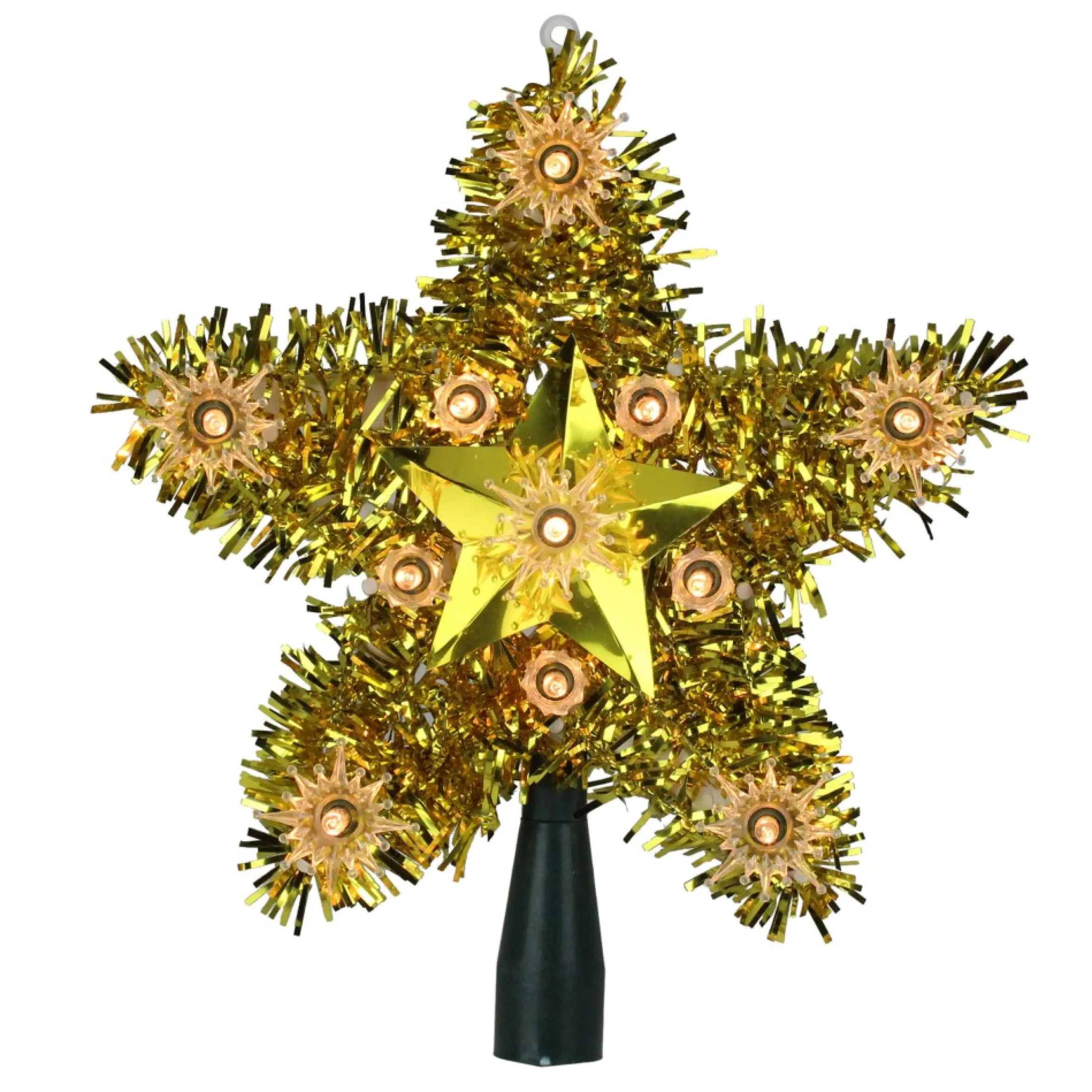 7" Lighted Gold Star Christmas Tree Topper - Clear Lights